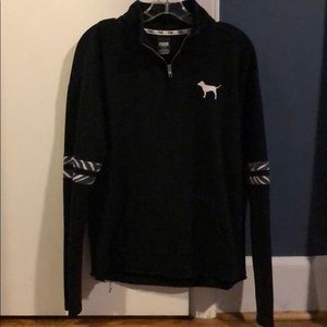 VS PINK Black Quarter Zip Sweatshirt Medium